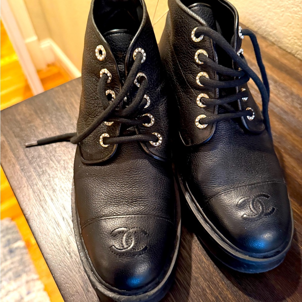 Chanel 40b leather boots